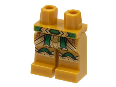 LEGO onderdeel Hips and Legs with Green Belt and Knee Pads and Gold Armor Pattern (970c00pb1413)