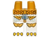 LEGO onderdeel Hips and White Legs with Gold Scaled Armor, Eagle Knee Covers and Yellow Talons Pattern 970c01pb19