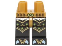 LEGO part Hips and Black Legs with Gold Scaled Armor, Lime Diamonds and White Claws Pattern 970c11pb17