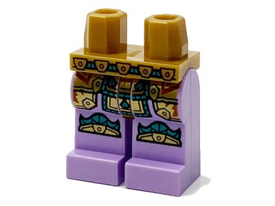 LEGO onderdeel Hips and Lavender Legs with Gold and Dark Turquoise Armor Knee Pads Pattern (970c154pb02)