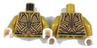 LEGO onderdeel Torso Atlantean Armor Elaborate with Gold Plates and Dark Green Belt Pattern / Pearl Gold Arms / Light Nougat Hands 973pb2854c01