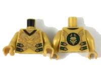 LEGO onderdeel Torso Robe with 2 Gold Dragon Heads and Tails, Dark Green Straps with Gold Clasps Pattern / Pearl Gold Arms / Pearl Gold Hands 973pb3410c01
