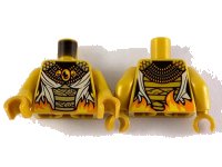 LEGO onderdeel Torso Armor, Gold Scales, Orange and Yellow Trim, Tan Wrappings and Fire at Waist Pattern / Pearl Gold Arms / Pearl Gold Hands 973pb3616c01