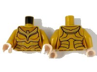 LEGO onderdeel Torso Female Plate Armor, Gold Eagle and Trim with Black and Reddish Brown Contour Lines Pattern / Pearl Gold Arms / Light Nougat Hands 973pb3879c01