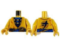 LEGO part Torso Tunic, Blue Scarf, Dark Blue Vest and Gold Ninjago Logogram Letter J on Buckle Pattern / Pearl Gold Arms / Pearl Gold Hands 973pb4155c01