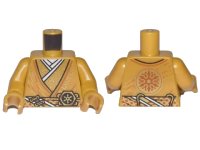 LEGO part Torso Tunic over Layered White and Gold Robe, 2 Clasps and Gold Ninjago Logogram Pattern / Pearl Gold Arms / Pearl Gold Hands 973pb4186c01
