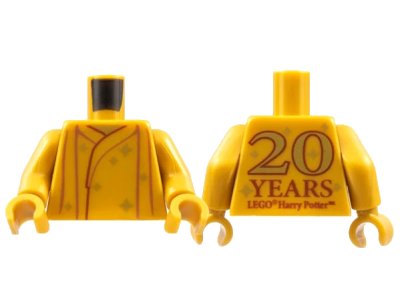 LEGO onderdeel Torso Robe with Copper Gathers, Gold Stars, Reddish Brown '20 YEARS LEGO Harry Potter' on Back Pattern / Pearl Gold Arms / Pearl Gold Hands (973pb4377c01)