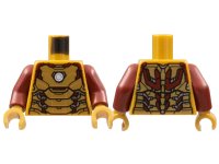 LEGO onderdeel Torso Iron Man Plate Armor, Silver Circle and Trim, Dark Red Edges Pattern / Dark Red Arms / Pearl Gold Hands 973pb4720c01