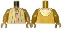 LEGO onderdeel Torso Gold Robe Open with Copper Lining and Hood over Ornate Vertical Sash, Circle Brooch, Dark Brown Neck Pattern / Pearl Gold Arms / Pearl Gold Hands 973pb5402c01