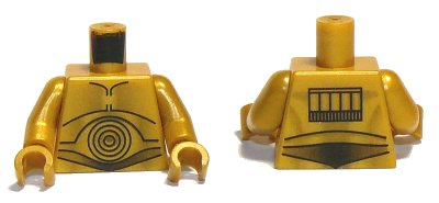 LEGO onderdeel Torso SW C-3PO Pattern / Pearl Gold Arms / Pearl Gold Hands (973px160c04)