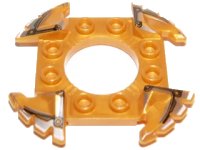 LEGO part Ring 4 x 4 with 2 x 2 Hole and 4 Serrated Ends with Black and Silver Pattern (Ninjago Spinner Crown) 98343pb03