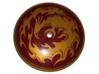 LEGO onderdeel Dish 9 x 9 Inverted (Radar) with Gold Phoenix and Flames Pattern 98606pb002