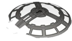 LEGO onderdeel Dish 6 x 6 Inverted with Bar Handle with SW Resistance Bomber Cockpit Pattern (18675pb12)