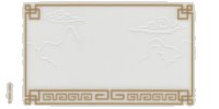 LEGO part Plastic Translucent Shadow Theater Screen with Mountain and Cloud Cutouts and Gold Geometric Frame Pattern 21765