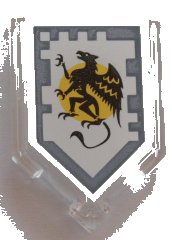 LEGO onderdeel Tile, Modified 2 x 3 Pentagonal with Nexo Power Shield Pattern - Griffon of Graciousness (22385pb134)