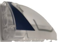 LEGO part Technic, Panel Curved 5 x 3 x 2 Corner Quarter Ellipse, Left with Dark Blue Edge and Silver Lines Pattern 2438pb001