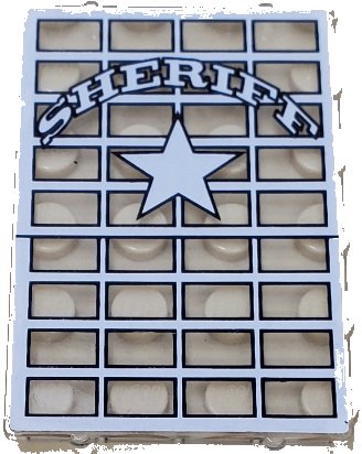 LEGO onderdeel Glass for Window 1 x 4 x 5 with Sheriff Pattern (Sticker) - Sets 6755 / 6764 (2494pb05)