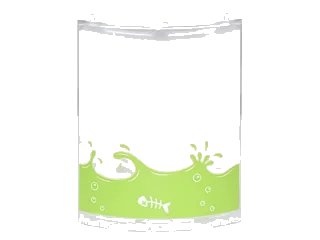 LEGO onderdeel Cylinder Quarter 4 x 4 x 6 with Lime Liquid with Splashes and Bubbles and Fish Skeleton Facing Left Pattern (Sticker) - Set 76035 (30562pb047)