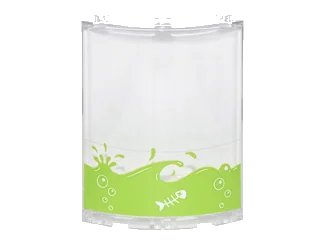LEGO onderdeel Cylinder Quarter 4 x 4 x 6 with Lime Liquid with Splashes and Bubbles and Fish Skeleton Facing Right Pattern (Sticker) - Set 76035 (30562pb048)