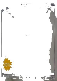 LEGO part Cylinder Quarter 4 x 4 x 6 with White '50%' Discount on Yellow Star Pattern Model Right Side (Sticker) - Set 41450 30562pb092