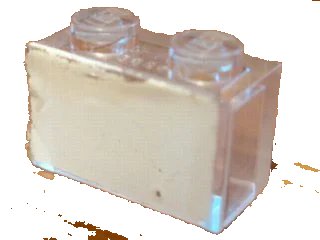LEGO onderdeel Brick 1 x 2 without Bottom Tube with Completely White Pattern (Sticker) - Sets 5550 / 5581 (3065pb02)