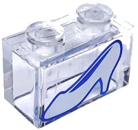 LEGO onderdeel Brick 1 x 2 without Bottom Tube with Silver Shoe with Heel, Sparkles and Dots Pattern (Cinderella Glass Slipper) 3065pb04