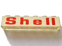 LEGO onderdeel Brick 1 x 6 without Bottom Tubes with Red 'Shell' on White Background Pattern 3067pb03