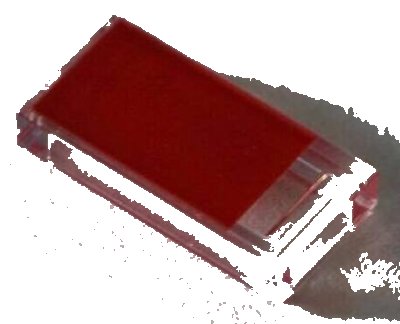 LEGO part Tile 1 x 2 with Red Rectangle Pattern (3069pb0908)