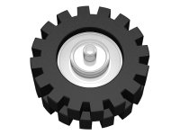 LEGO part Wheel Center Small with Stub Axles (Pulley Wheel) with Black Tire 15mm D. x 6mm Offset Tread Small (3464 / 3641) 3464c02