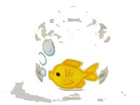 LEGO part Minifigure, Head without Face with Yellow Fish and White Bubbles Pattern - Vented Stud 3626pb3342