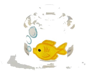 LEGO onderdeel Minifigure, Head without Face with Yellow Fish and White Bubbles Pattern - Vented Stud (3626pb3342)