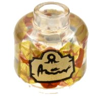 LEGO onderdeel Minifigure, Head without Face with Copper, Gold, and Dark Orange Leaves, Tan Label with Script Writing Pattern - Vented Stud 3626pb3349