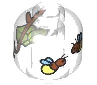 LEGO part Minifigure, Head without Face with Bright Light Yellow, Medium Nougat and Lavender Fireflies, Twigs and Olive Green Leaves Pattern - Vented Stud 3626pb3622