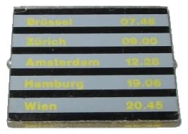 LEGO onderdeel Glass for Window 1 x 4 x 3 with Train Schedule Pattern on Both Sides (Stickers) - Sets 4554 / 4558 (3855pb006)