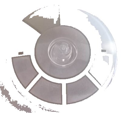 LEGO part Dish 4 x 4 Inverted (Radar) with Solid Stud with White and Light Bluish Gray Radial Millennium Falcon Cockpit Pattern (3960pb050)