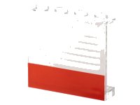 LEGO part Panel 1 x 4 x 3 - Solid Studs with Thick Red Stripe and Thin White Stripes Pattern 4215ap01