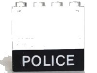 LEGO part Panel 1 x 4 x 3 - Solid Studs with Black 'POLICE' Bar and White Stripes Pattern 4215ap18