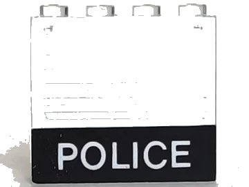 LEGO onderdeel Panel 1 x 4 x 3 - Solid Studs with Black 'POLICE' Bar and White Stripes Pattern (4215ap18)