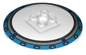 LEGO onderdeel Dish 6 x 6 Inverted (Radar) - Solid Studs with Medium Azure and Silver Border Pattern (Jurassic World Gyrosphere Side) (44375bpb03)