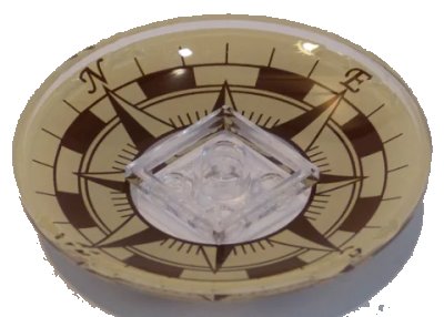 LEGO onderdeel Dish 6 x 6 Inverted (Radar) - Solid Studs with Vintage Compass Rose Pattern (44375bpb09)