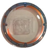 LEGO part Dish 6 x 6 Inverted (Radar) - Solid Studs with Cracked Glass Gyrosphere Pattern 44375bpb10