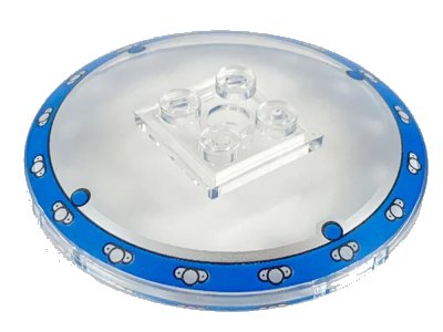 LEGO onderdeel Dish 6 x 6 Inverted (Radar) - Solid Studs with Blue and Silver Border Pattern (Jurassic World Gyrosphere Side) (44375bpb14)
