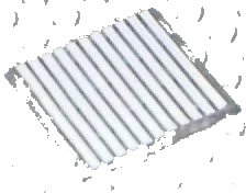 LEGO onderdeel Glass for Window 4 x 4 x 3 Roof with 11 White Stripes Pattern (Sticker) - Sets 6380 / 6398 (4448p02)