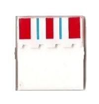 LEGO part Glass for Window 4 x 4 x 3 Roof with Stripes Blue and Red on Scalloped Shade Pattern (Sticker) - Sets 6349 / 6370 / 6592 4448pb05