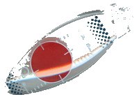 LEGO part Windscreen 9 x 3 x 1 2/3 Bubble Canopy with Red Circle and Verniers Pattern 47844pb01