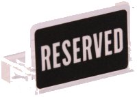 LEGO part Panel 1 x 2 x 1 with White 'RESERVED' on Black Background Pattern (Sticker) - Set 21319 4865pb083