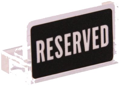 LEGO onderdeel Panel 1 x 2 x 1 with White 'RESERVED' on Black Background Pattern (Sticker) - Set 21319 (4865pb083)
