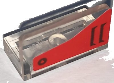 LEGO onderdeel Panel 1 x 2 x 1 with Black Air Vents and Circle with Triangle on Red Background Pattern Model Left Side (Sticker) - Set 70675 (4865pb099L)