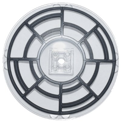 LEGO part Dish 10 x 10 Inverted (Radar) - Solid Studs with Silver SW Throne Room Window Frame Pattern (50990bpb09)