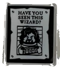 LEGO part Glass for Window 1 x 3 x 3 Flat Front with 'HAVE YOU SEEN THIS WIZARD?' and Sirius Black Minifigure on Wanted Poster Pattern on Both Sides (Stickers) - Set 76388 51266pb006